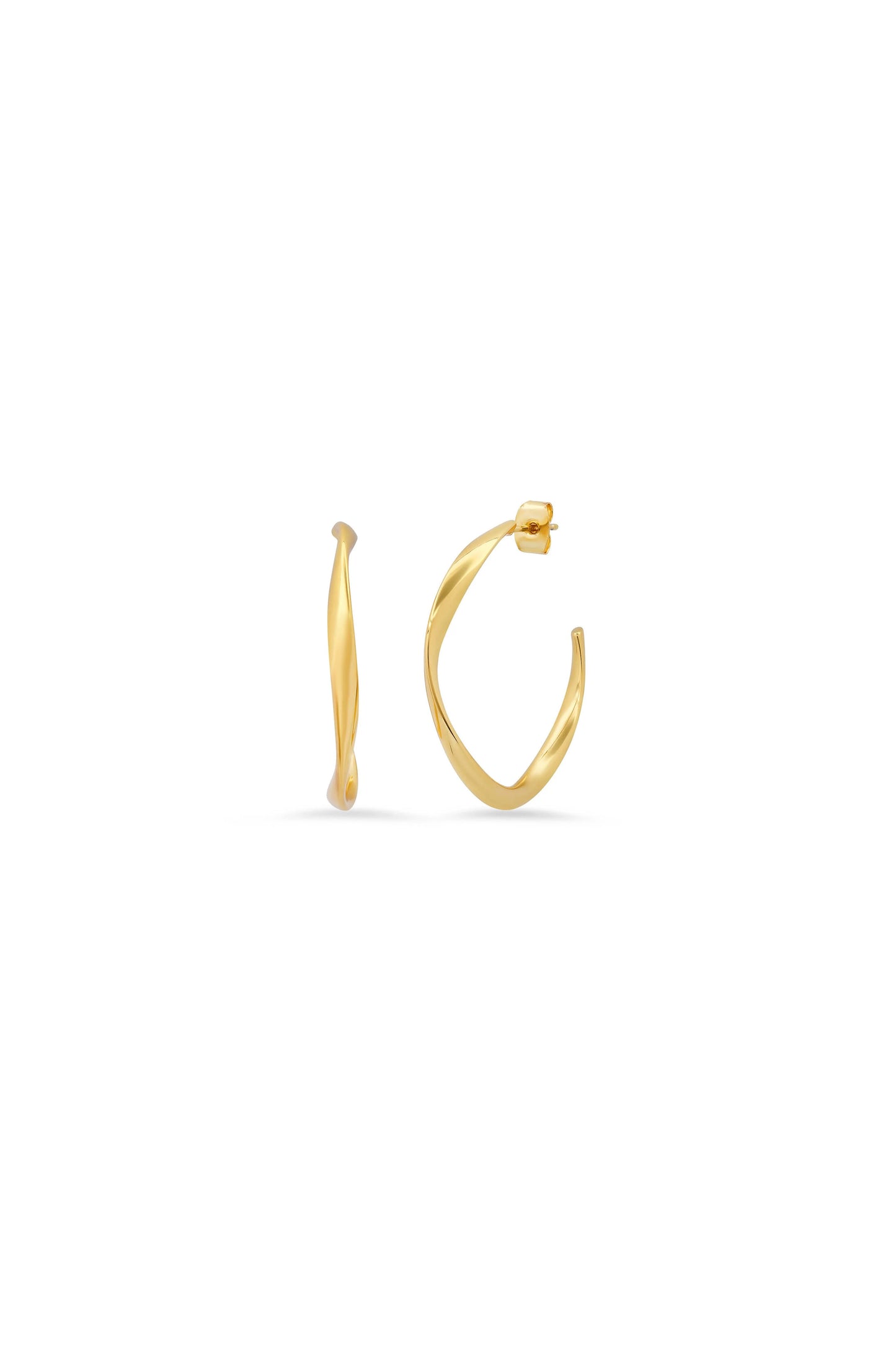 Medium Wavy Gold Hoops