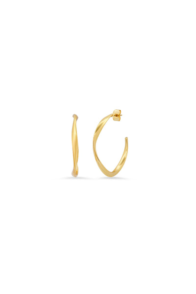 Medium Wavy Gold Hoops