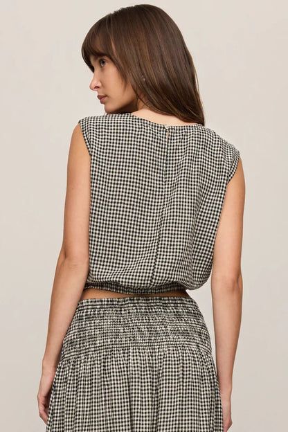 Merit Cropped Gingham Linen Top