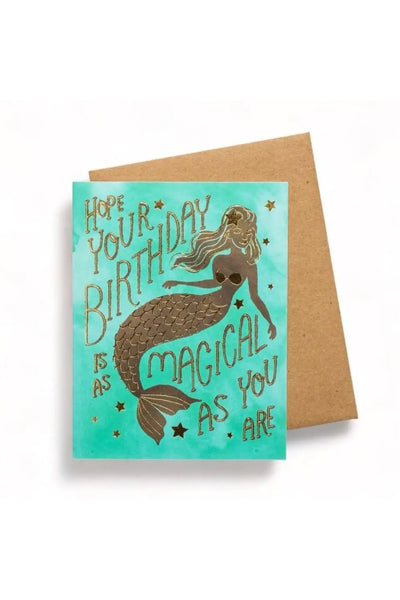 Mermaid Birthday Gold Foil Card