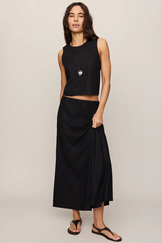 Meryl Linen Blend Midi Skirt