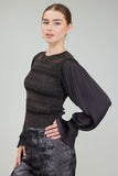 Dark Bronze Metallic Contrast Sweater Top