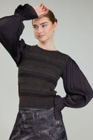 Dark Bronze Metallic Contrast Sweater Top