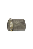 Woven Wrist Strap Crossbody Metallic Dark Chrome