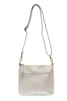 Metallic Silver Top Zip Crossbody Bag