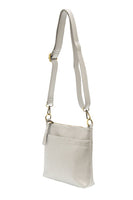 Metallic Silver Top Zip Crossbody Bag
