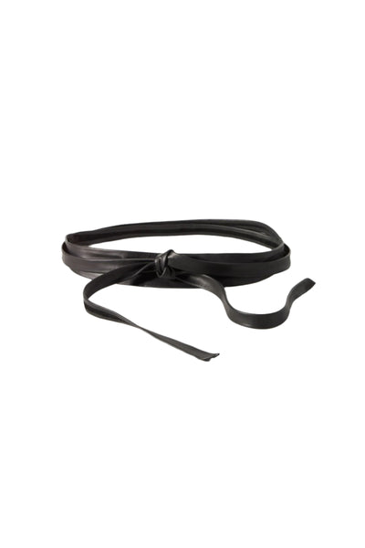 Midi Wrap Leather Belt Black