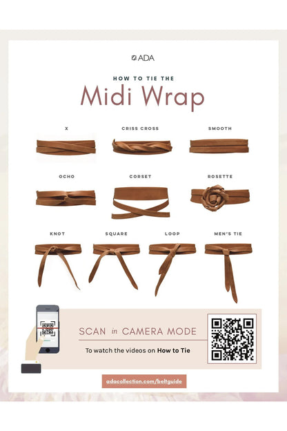 Midi Wrap Leather Belt Cognac