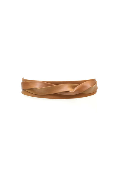 Midi Wrap Leather Belt Tan