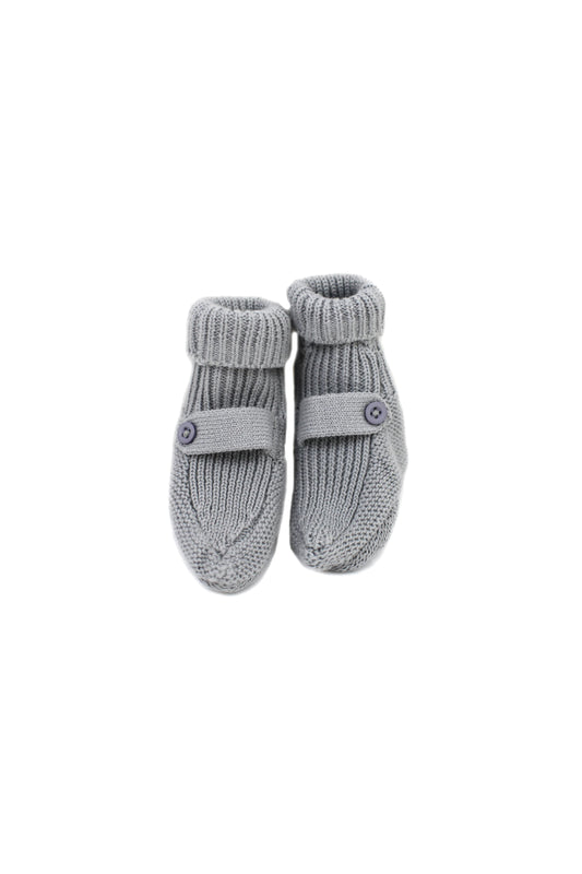 Milan Organic Knit Baby Booties Heather Grey
