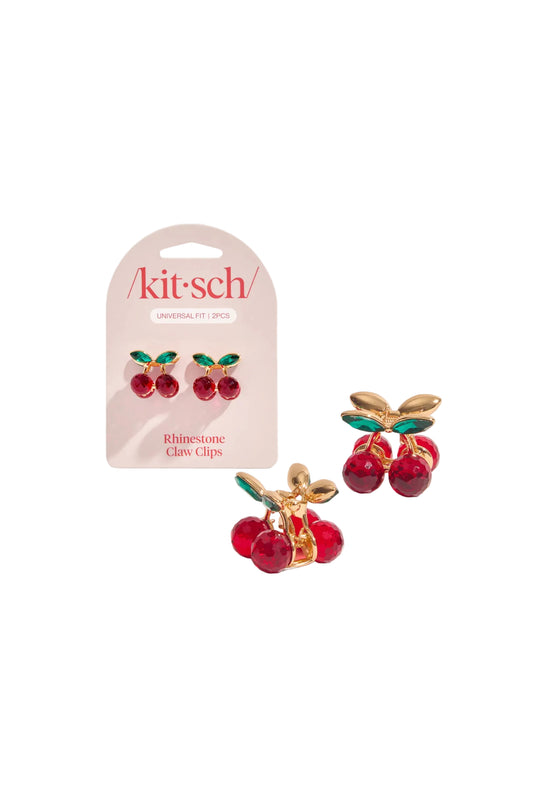 Mini Cherry Rhinestone Claw Clips