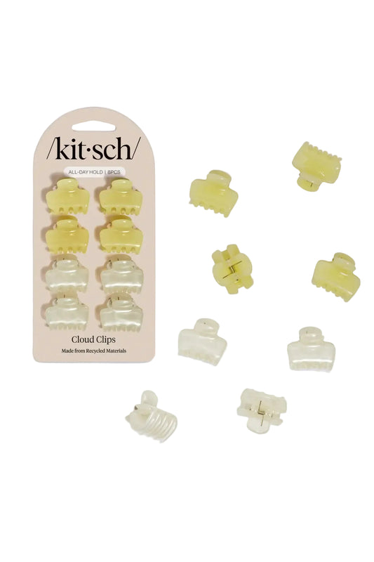 Mini Cloud Clips Set Pearlized Cream & Butter Yellow