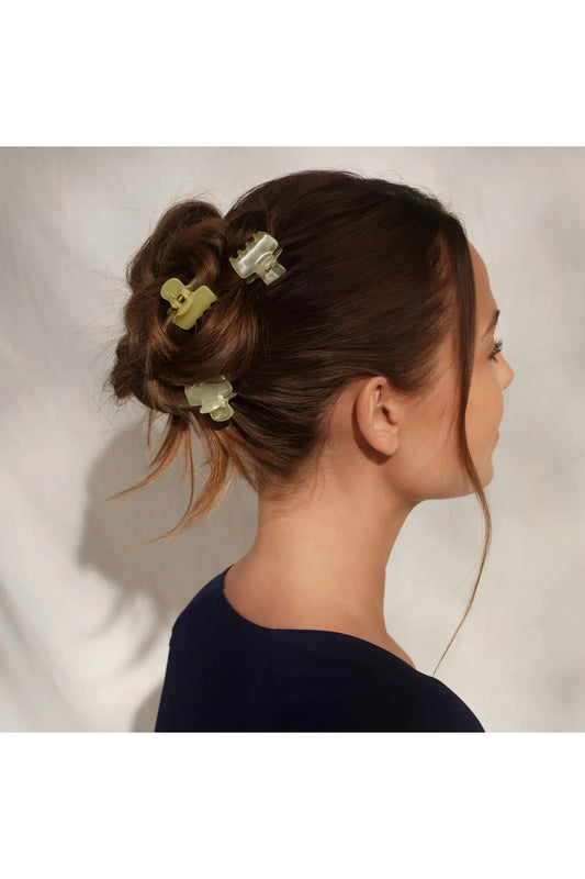 Mini Cloud Clips Set Pearlized Cream & Butter Yellow