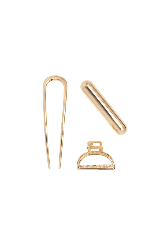 Mini Metal Pin & Clips Set Gold