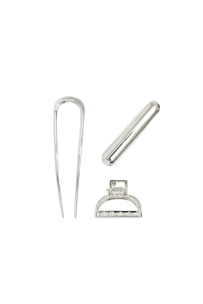 Mini Metal Pin & Clips Set Silver