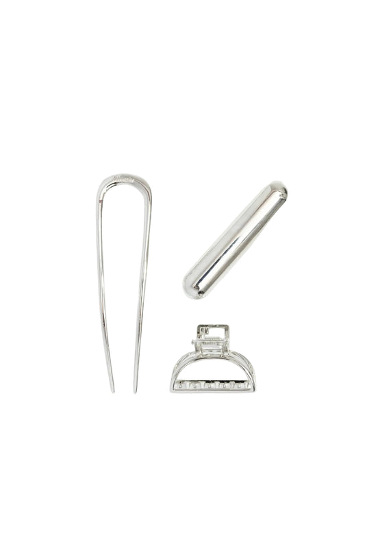 Mini Metal Pin & Clips Set Silver