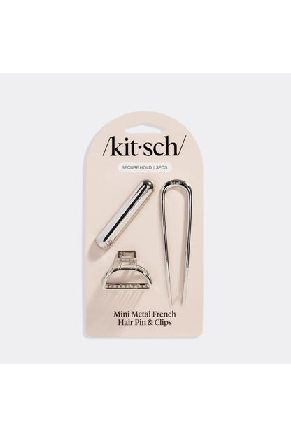 Mini Metal Pin & Clips Set Silver