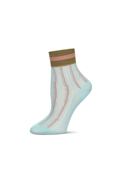 Mint Retro Stripe Anklet Socks