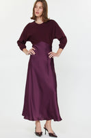 Mixed Media Sweater Dress Boysenberry