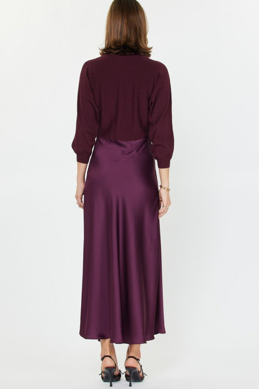 Mixed Media Sweater Dress Boysenberry