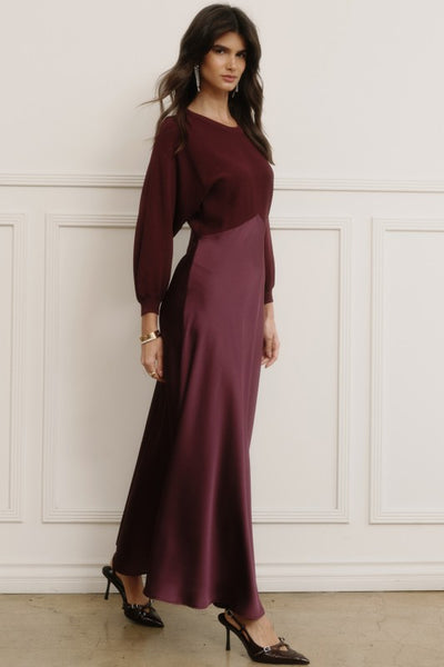 Mixed Media Sweater Dress Boysenberry
