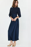 Mixed Media Sweater Dress Navy