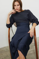 Mixed Media Sweater Dress Navy