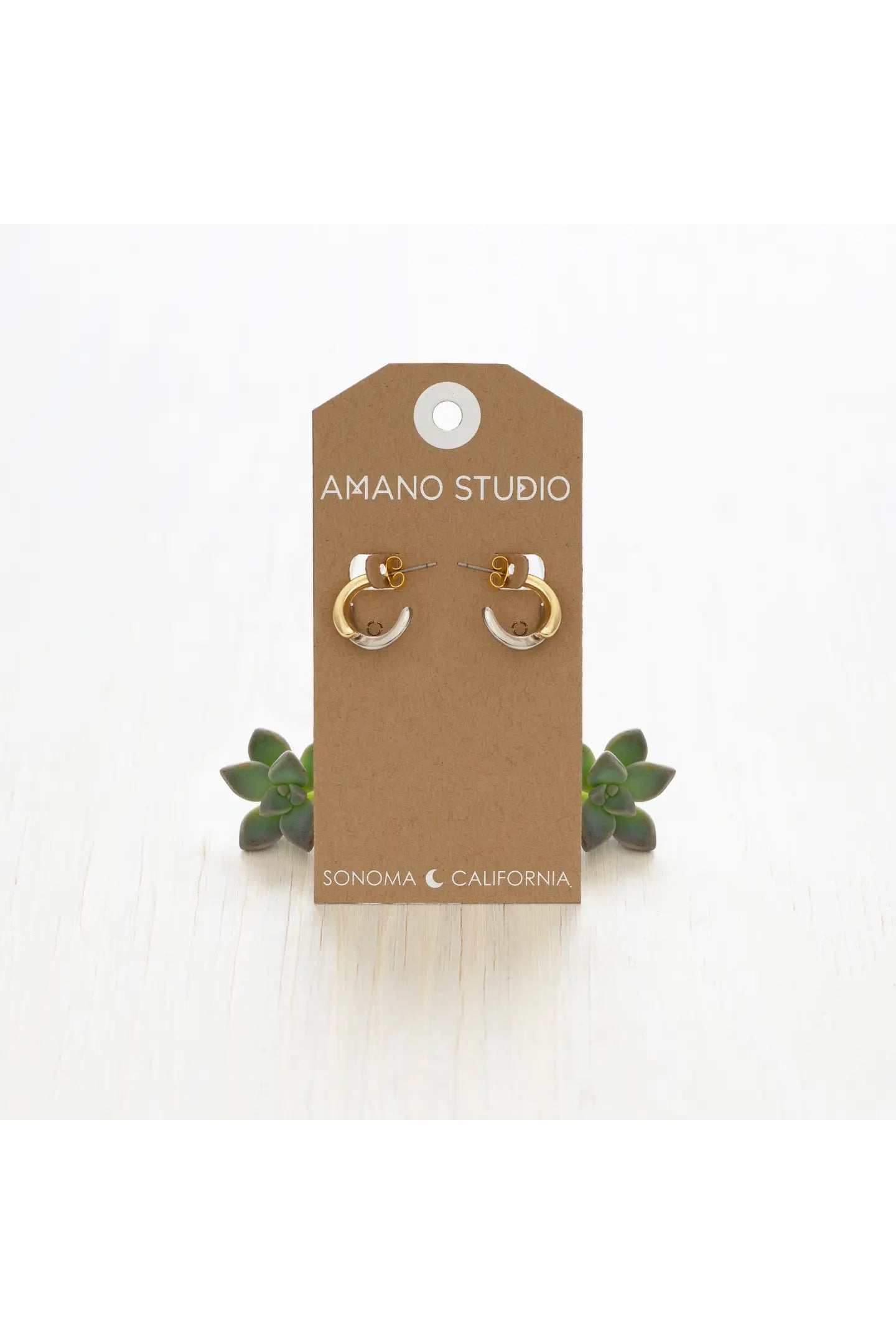 Mixed Metal Gota Hoop Earrings