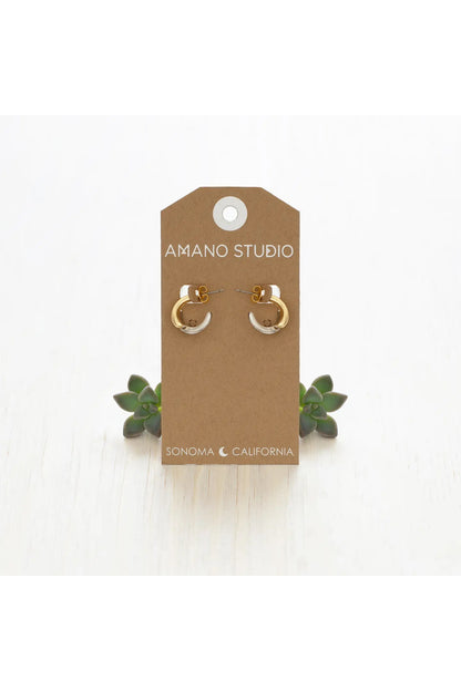 Mixed Metal Gota Hoop Earrings