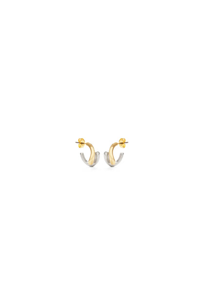 Mixed Metal Gota Hoop Earrings