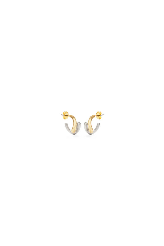 Mixed Metal Gota Hoop Earrings