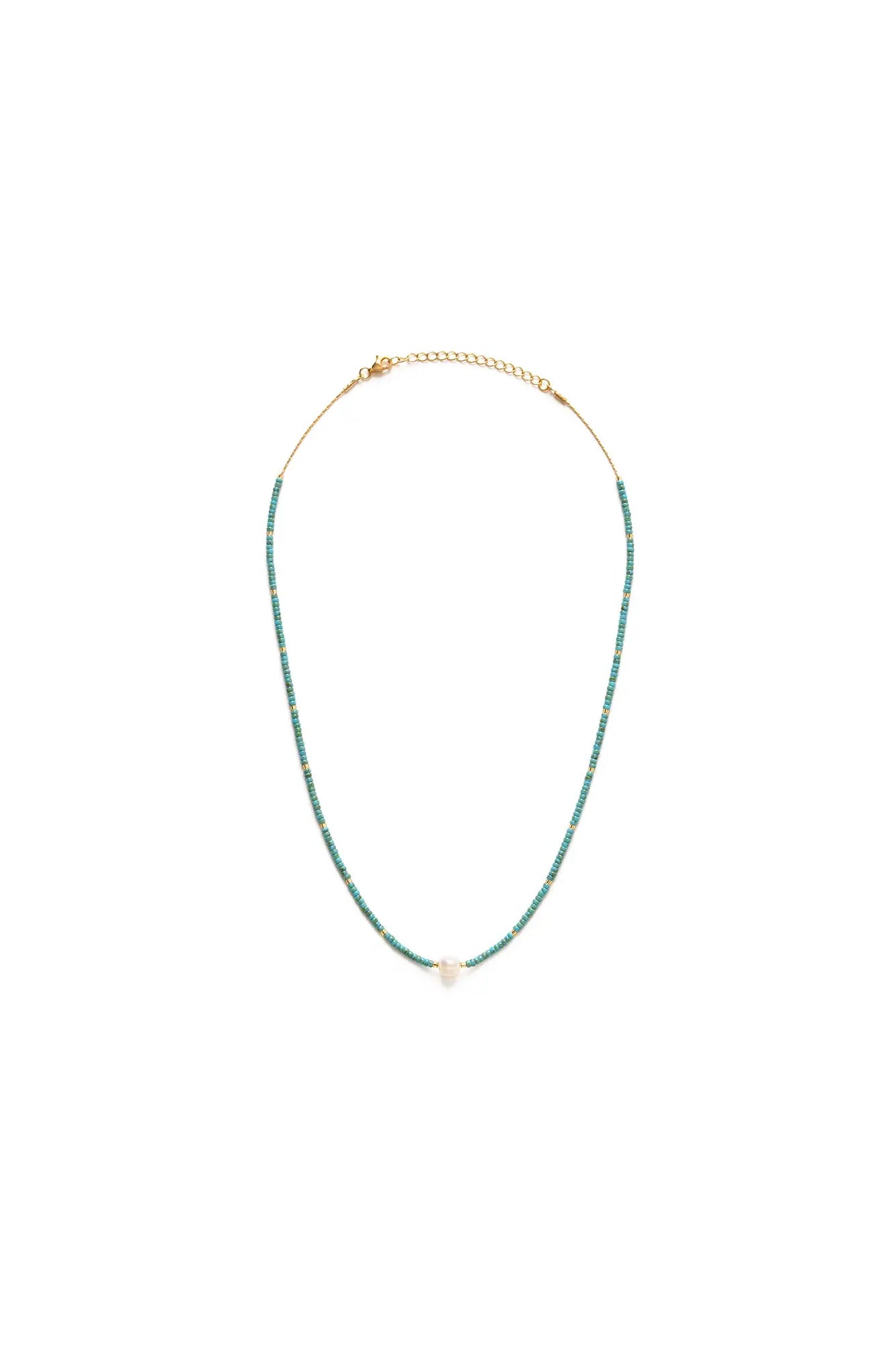 Miyuki Bead and Pearl Necklace Turquoise