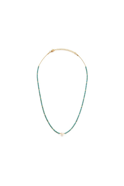Miyuki Bead and Pearl Necklace Turquoise
