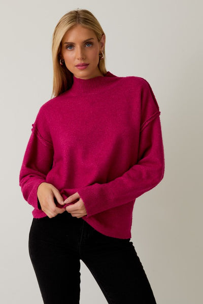 Mock Neck Sweater Berry