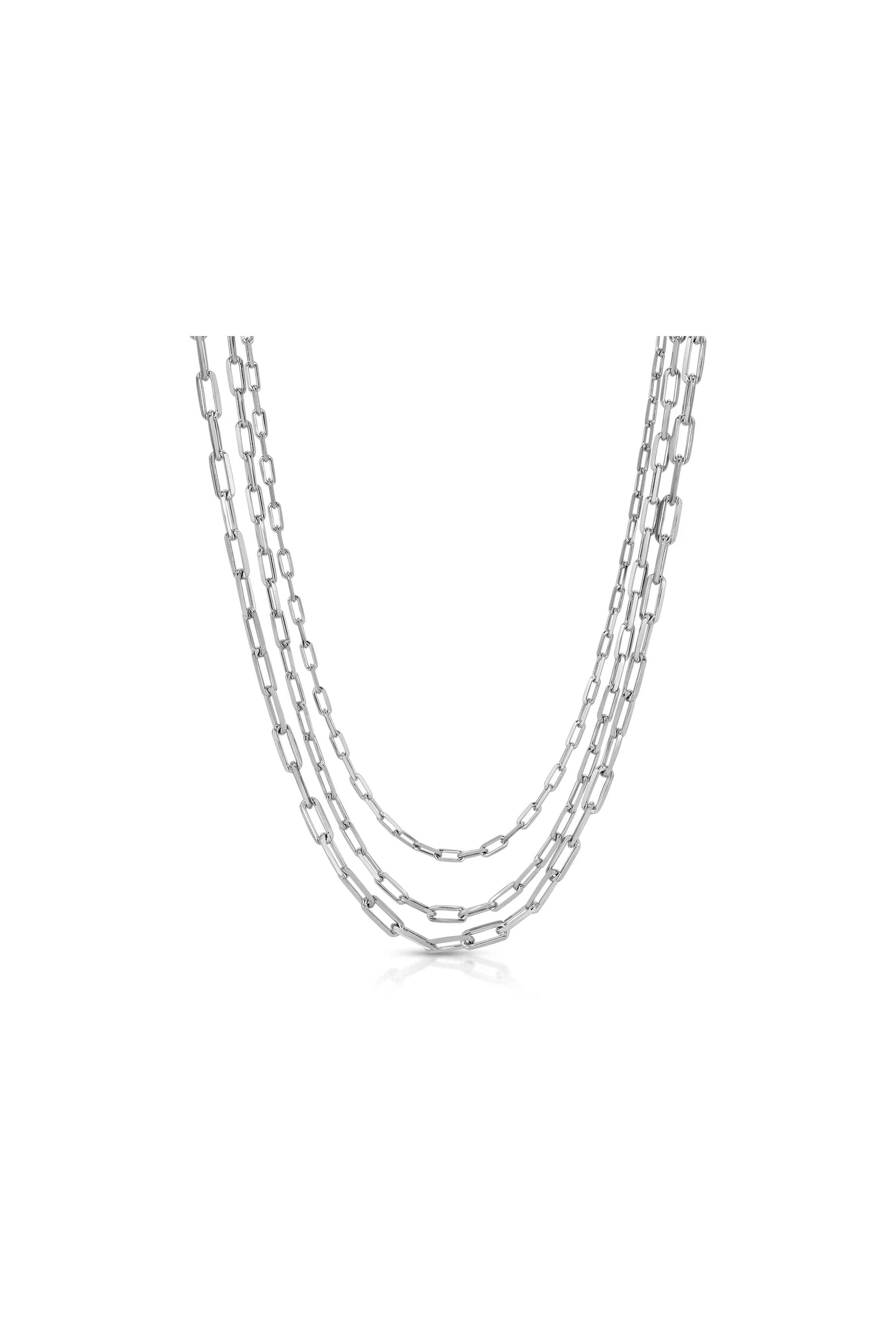 Monaco Paperclip Trio Necklace in Silver