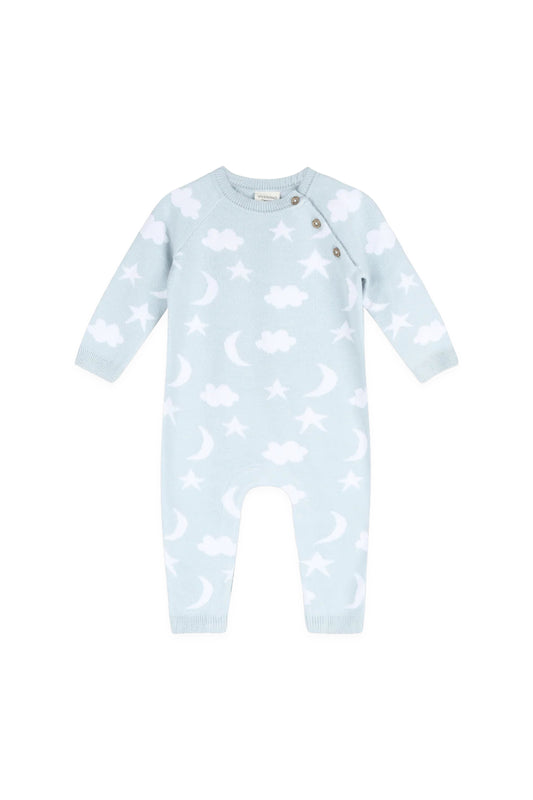 Moon & Stars Baby Coverall Baby Blue