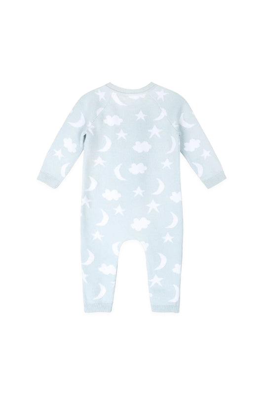 Moon & Stars Baby Coverall Baby Blue