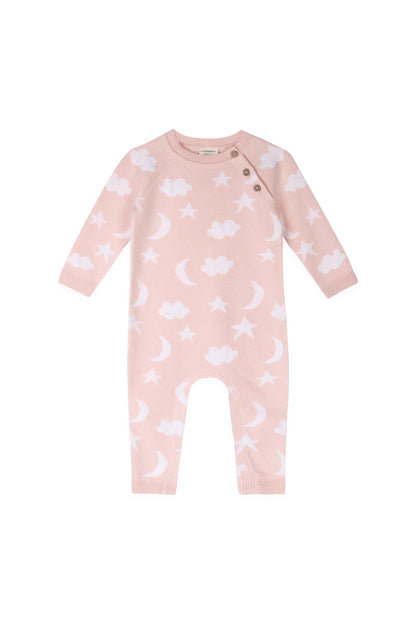 Moon & Stars Baby Coverall Baby Pink