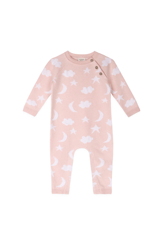 Moon & Stars Baby Coverall Baby Pink