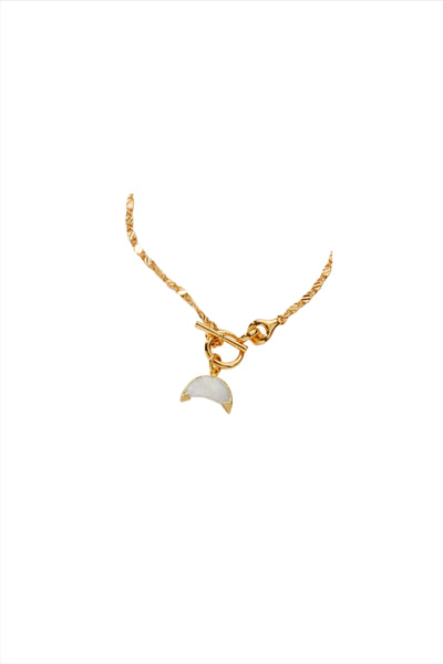 Moonstone Crescent Horn Toggle Necklace