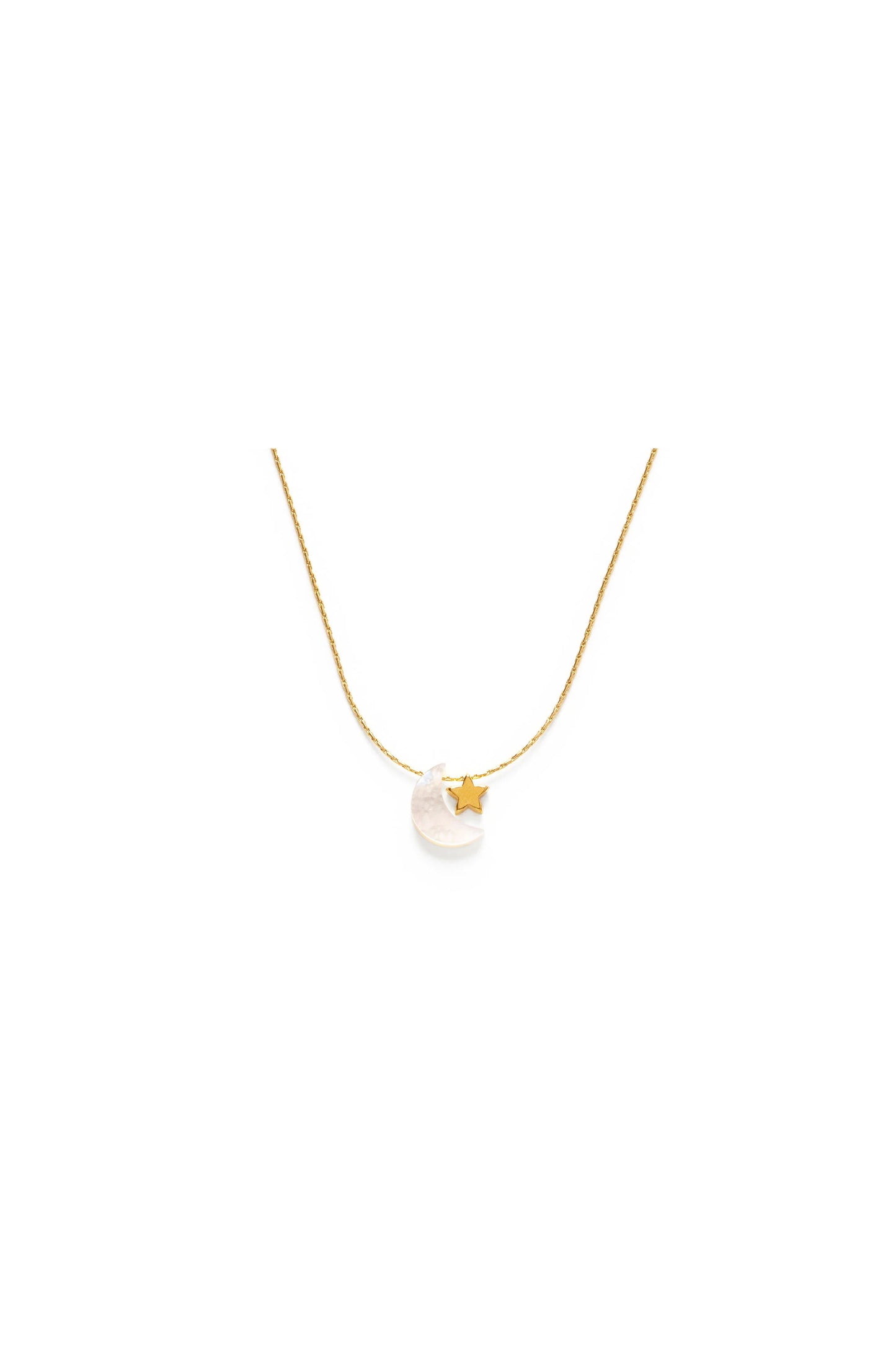 Mother of Pearl Moon + Star Necklace