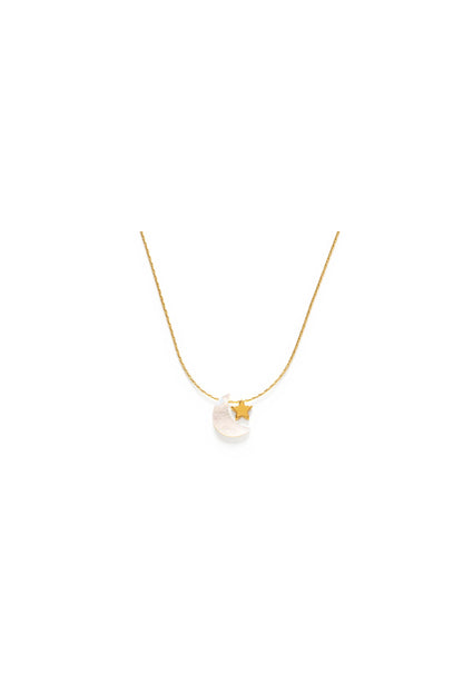 Mother of Pearl Moon + Star Necklace