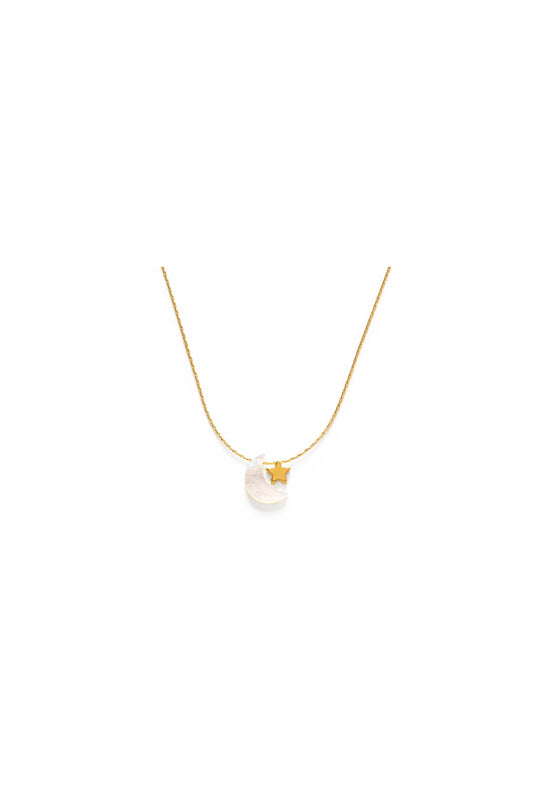 Mother of Pearl Moon + Star Necklace