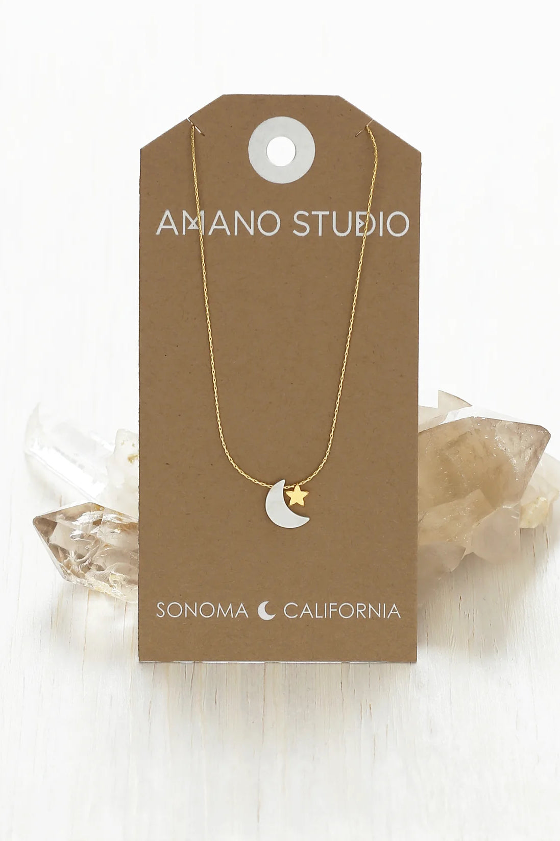 Mother of Pearl Moon + Star Necklace