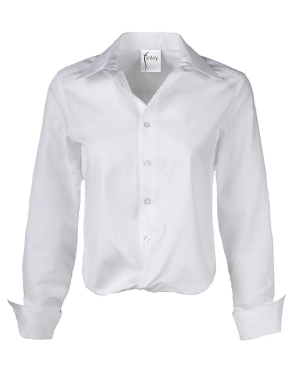 Moxie Front Twist Hem White Shirt