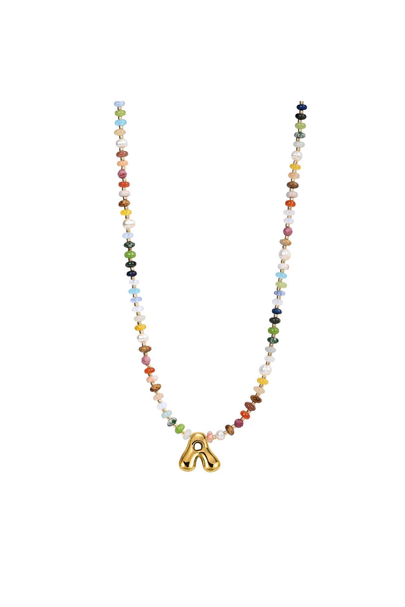 Multicolor Bubble Letter Necklace