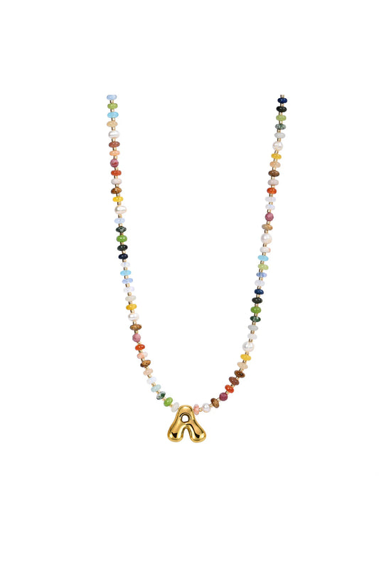 Multicolor Bubble Letter Necklace