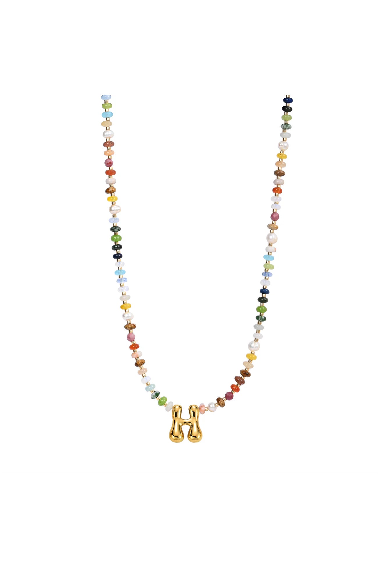 Multicolor Bubble Letter Necklace