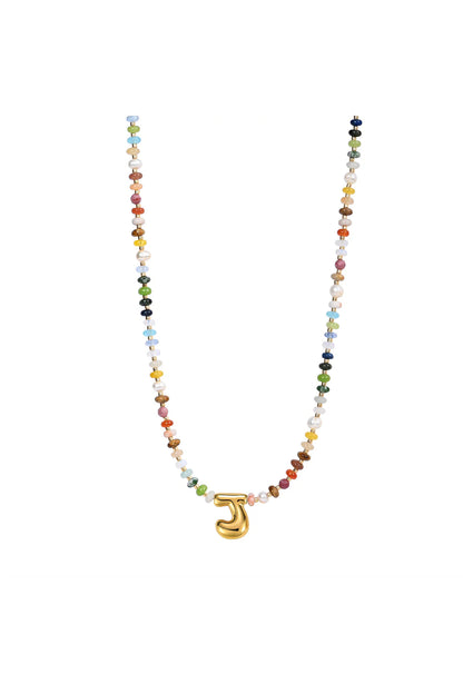 Multicolor Bubble Letter Necklace