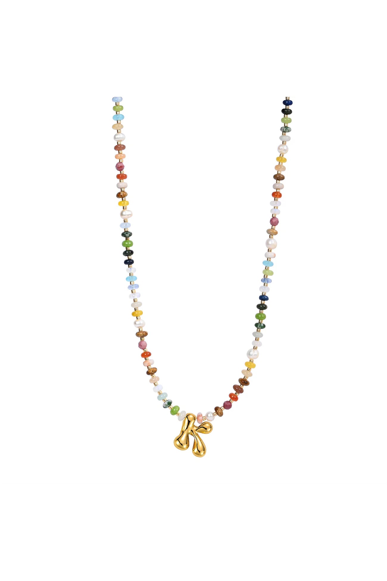 Multicolor Bubble Letter Necklace